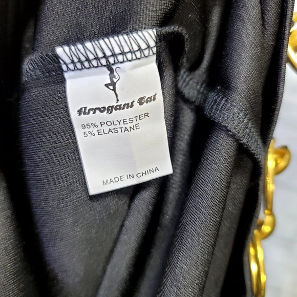 Arrogant Cat London UK8 US4 Black‎ Mini Body Conscious Dress With Gold Ring - Picture 9 of 9